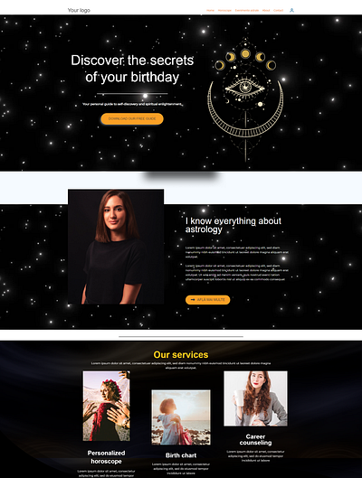 Astrology- dark background designer web keep designer layout design website ui web