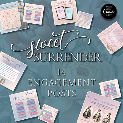 Sweet Surrender Engagement Posts canva canva template design engagement posts regency romance romance author template