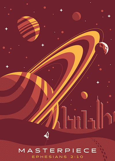 Masterpiece (Rust Orange) art artwork brand identity design dessert drawing god graphic design illustration masterpiece moon planets space stars theme ui vector