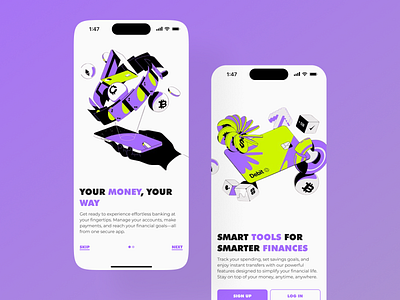 Digital Banking Onboarding Screens app bank app digital banking digital wallet finance app financial fintech money transfer app payments payments app transactions ui uiux ux wallet