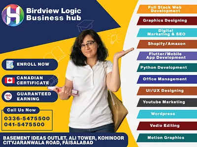 Birdview logic Business Hub Courses Poster Design animation branding design graphic design ill illustration logo ui ux vector