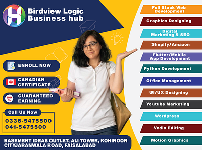 Birdview logic Business Hub Courses Poster Design animation branding design graphic design ill illustration logo ui ux vector