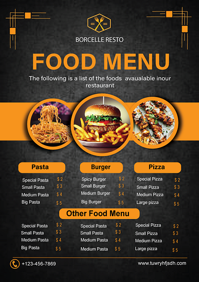 Restaurant Menu Design 3d animation branding design graphic design ill illustration logo motion graphics ui ux vector