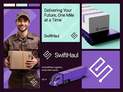 Logo design for SwiftHaul 🚛 boxes brand brand design brand designer brand guidelines brand identity brand identity design brand sign brandbook branding branding design business courier delivery branding logistics branding logistics logo logo logo design purple logo visual identity