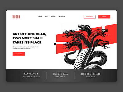 Hydra Landing Page about business constructivism contact design graphic design hero hydra landing landing page marvel red services ui user interface villains web web design