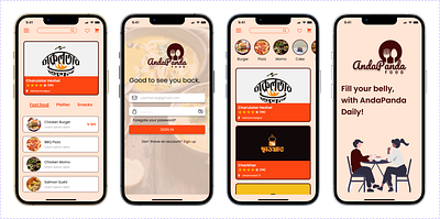 UI/UX Design: AndaPanda Food App android app figma food app food delivery mobile app photoshop product design ui ux