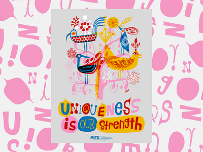 Uniqueness is our Strength bird handdrawn illustration motivational quote nate williams