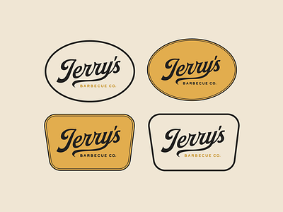 Jerry's Barbecue Co. Patches barbecue branding cursive design identity jerrys logo patches vintage yellow