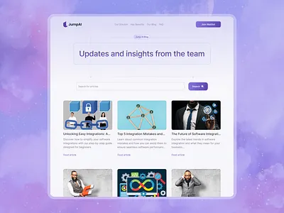 Jump AI - Blog Page blog design blog page blog page design branding design illustration integration dashboard integration website interaction design logo mobile app product design saas product ui ui design uiux user experience ux design