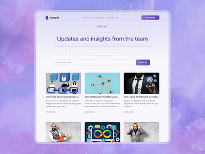 Jump AI - Blog Page blog design blog page blog page design branding design illustration integration dashboard integration website interaction design logo mobile app product design saas product ui ui design uiux user experience ux design