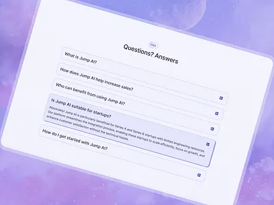 Jump AI - Faq Section branding design faq faq section frequently asked questions illustration interaction design logo mobile app product design ui ui design uiux user experience user interface ux design web design website website design