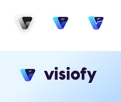 AI chat application : Visiofy 3d blue brand branding concept gradient illustrator logo modern purple typography variation variations vector visual design