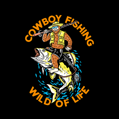 COWBOY FISHING - WILD OF LIFE app art badge fishing wild outdoor branding design graphic design illustration logo typography ui ux vector