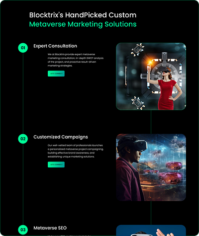 HandPicked Custom Metaverse Marketing Solutions Section design graphic design illustration logo typography ui ux website design