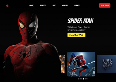 Spiderman Landing page design button comic creative figma gradient image marvel spiderman ui visual