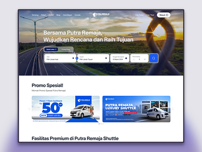 Putra Remaja Shuttle Redesign app booking landing page reservation ui website