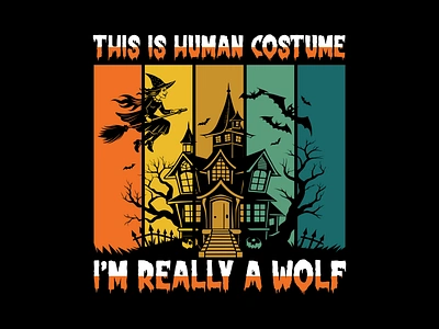 THIS IS HUMAN COSTUME I AM REALLY A WOLF retro