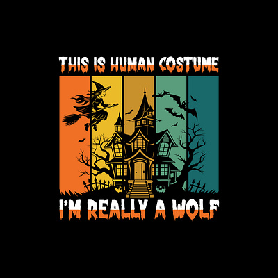 THIS IS HUMAN COSTUME I AM REALLY A WOLF retro