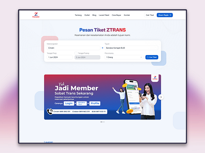 ZTrans Redesign app booking landing page ui website