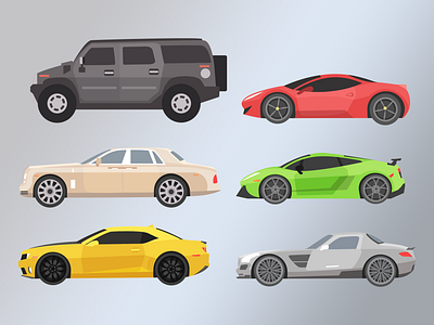 Car Illustrations - Practice 2014 camaro car chevrolet ferrari hummer illustration lamborghini mercedes benz rolls royce sportscar supercar suv vector