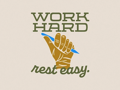 Work Hard, Rest Easy Illustration apple pencil hand illustration labor day pencil rest summer typography work