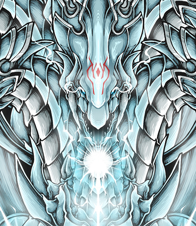 Blue Eyes Ultimate Dragon card illustration For t-shirt artwork design graphic design illustration