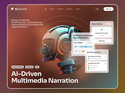 Sound AI Website Header Concept ai ai generated music ai music artificial intelligence audio bot home ui landing page sound ai sound design technology web design web ui