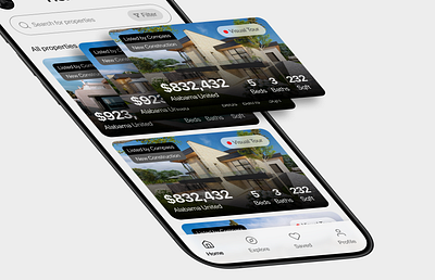 Real estate mobile app home screen app design figma mobile mobile app real estate ui uiux ux