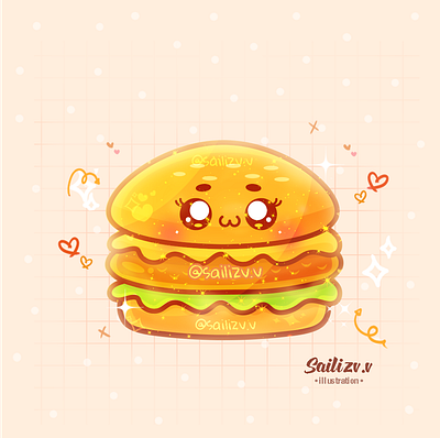 Burger by sailizv.v adorable adorable lovely artwork concept creative cute art design digitalart illustration