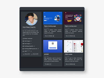 Online portfolio page dark mode dark dark mode portfolio ui web design