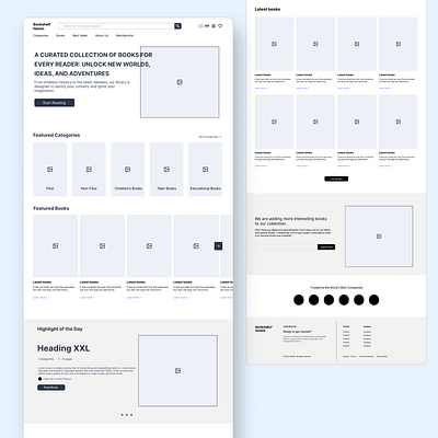 Wireframe landing page - bookshelf haven book store bookshelf design landingpage ui ux website website design wireframe