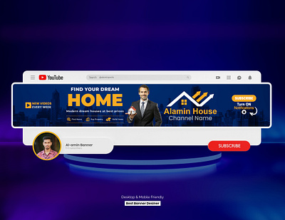 Realstate Youtube channel banner design, Realstatey youtube bann banner ads banner design channel art channel art design realstate youtube banner web banner youtube youtube banner youtube banner design youtube channel