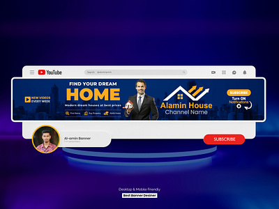 Realstate Youtube channel banner design, Realstatey youtube bann banner ads banner design channel art channel art design realstate youtube banner web banner youtube youtube banner youtube banner design youtube channel