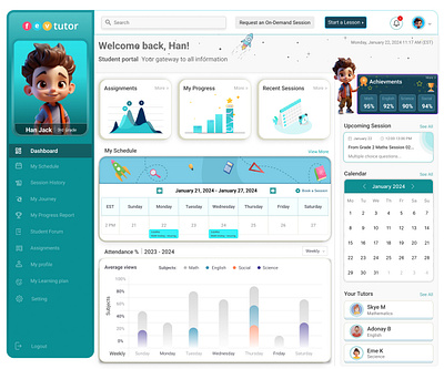 Student Dashboard 3d animation branding figma graphic design ui