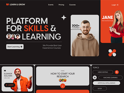 Learn & Grow Landing Page design interface product service startup ui ux web website