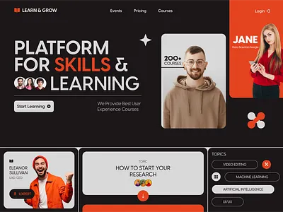 Learn & Grow Landing Page design interface product service startup ui ux web website