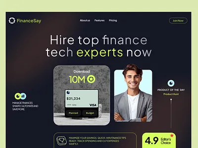 Website for a Fintech Company design finance fintech home homepage interface landing landing page landing page design product service ui