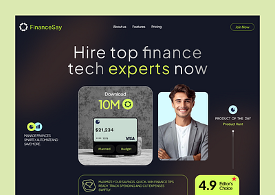 Website for a Fintech Company design finance fintech home homepage interface landing landing page landing page design product service ui