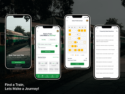 Railways - Train Booking App Concept airline booking booking app branding concept design graphic design illustration logo mobile app mobileui railway ticketing train ui web