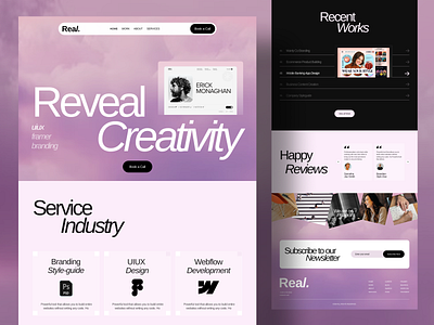 Real - Creative Agency Homepage UIUIX Design agency bold branding framer illustration landing landing page minimal uiux user interface webdesign website