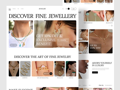 Jewellery E-commerce Landing Page Concept e commerce website ecommerce fashion home page jewellery website jewelry jewelry website landing page landinpage product design shop store uiux web design