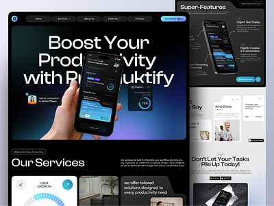 Produktify - App Landing Page app app landing page homepage to do list todo ui web