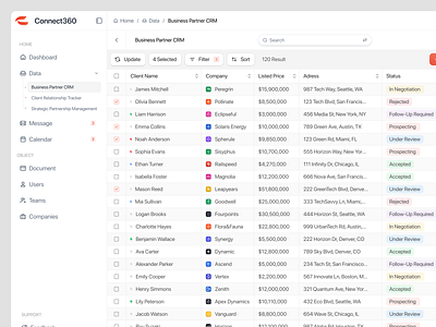 Connect360 - CRM Business Partner Dasboard activity admin ai app b2b business corporate crm crm dashboard dashboard dashboard design management product design report saas sales dashboard software ui ux website crm