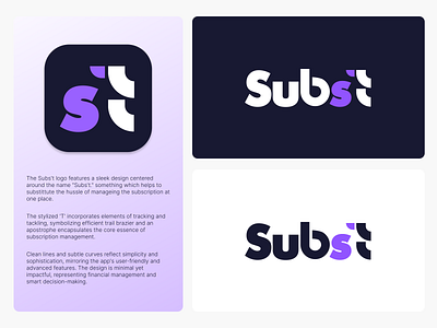 Subs't - Logo app logo logo logo design purple