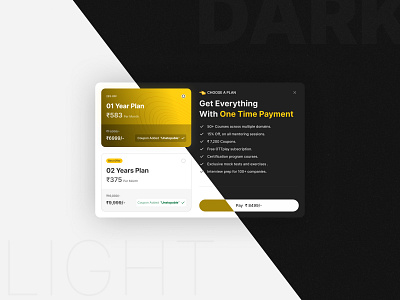 PAYMENT CARD UI app branding card dark dash dashboard data design goldui illustration light mode payment plan ui ux yellowui