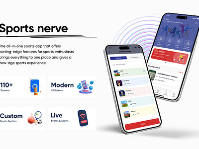 Sports Nerve: Revolutionizing Sports Management for All brand design branding mobile app design sports app ui ui ux design