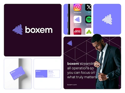 Boxem - Direction 2 abstract app app icon branding branding and identity clean design designer freelancer graphic design icon identity logo logo design logo mark minimal modern product simple visual identity