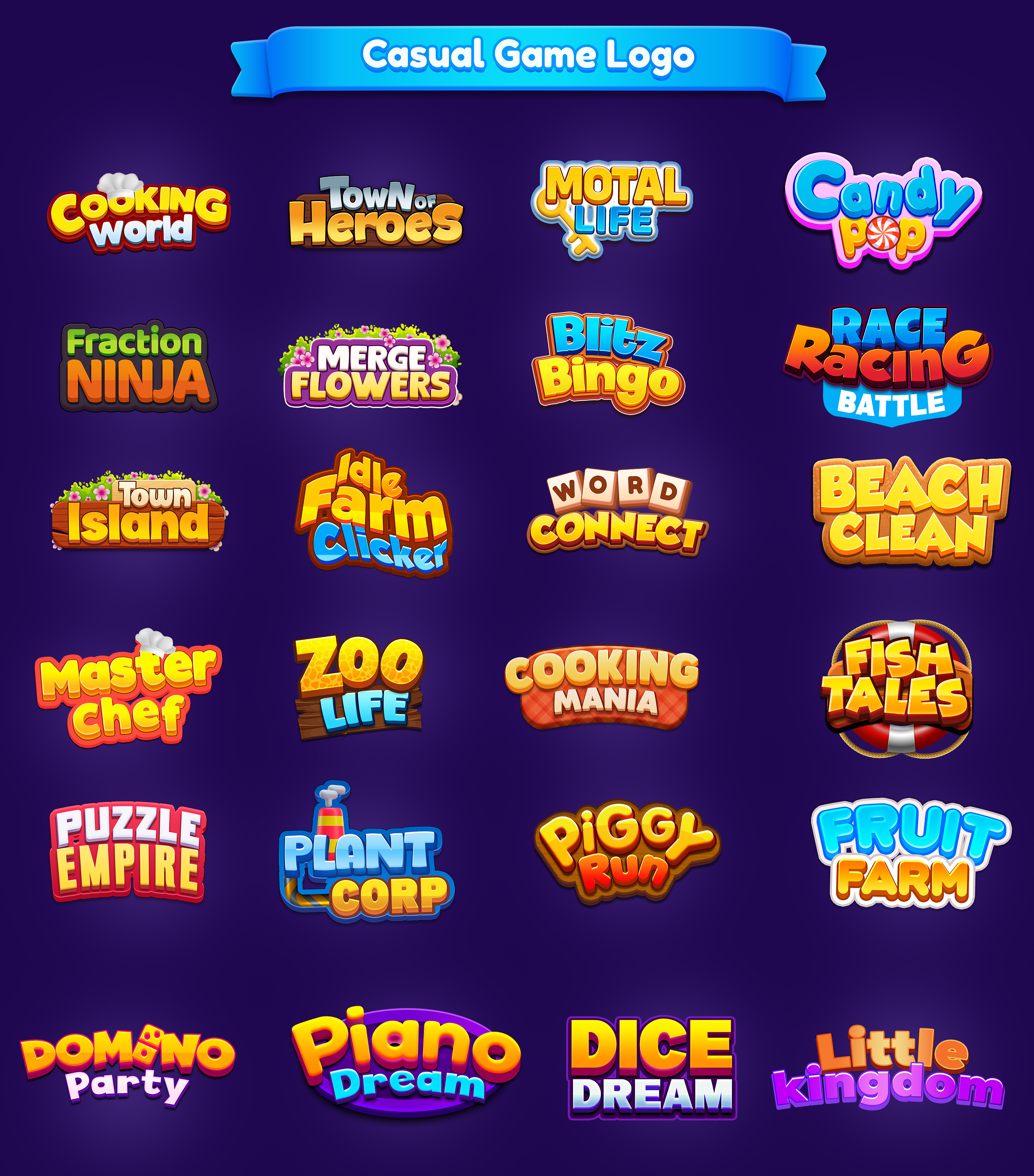 Casual Game logo, Game Logo, Casual logo, 3D game logo 2d game logo casual game logo casual logo colorfull logo design game game coins treasure game illustrations game interfgace game logo game logo psd game ui logo logo 2d psd ui