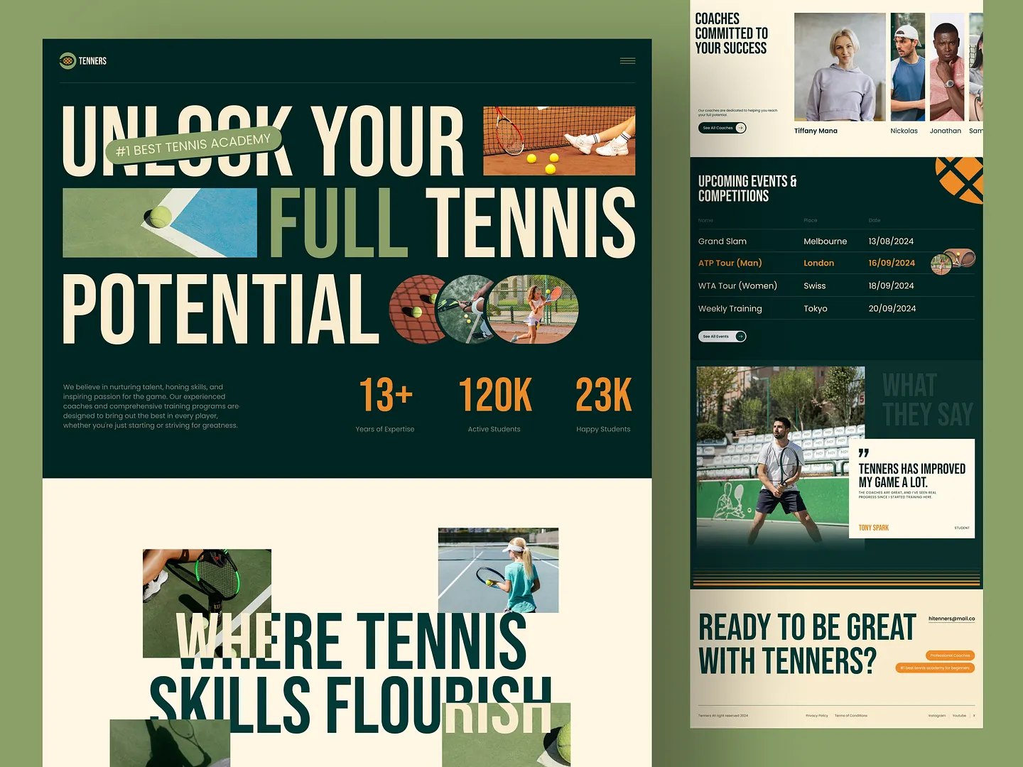 Engaging Tagline Section for Tennis Academy Websites