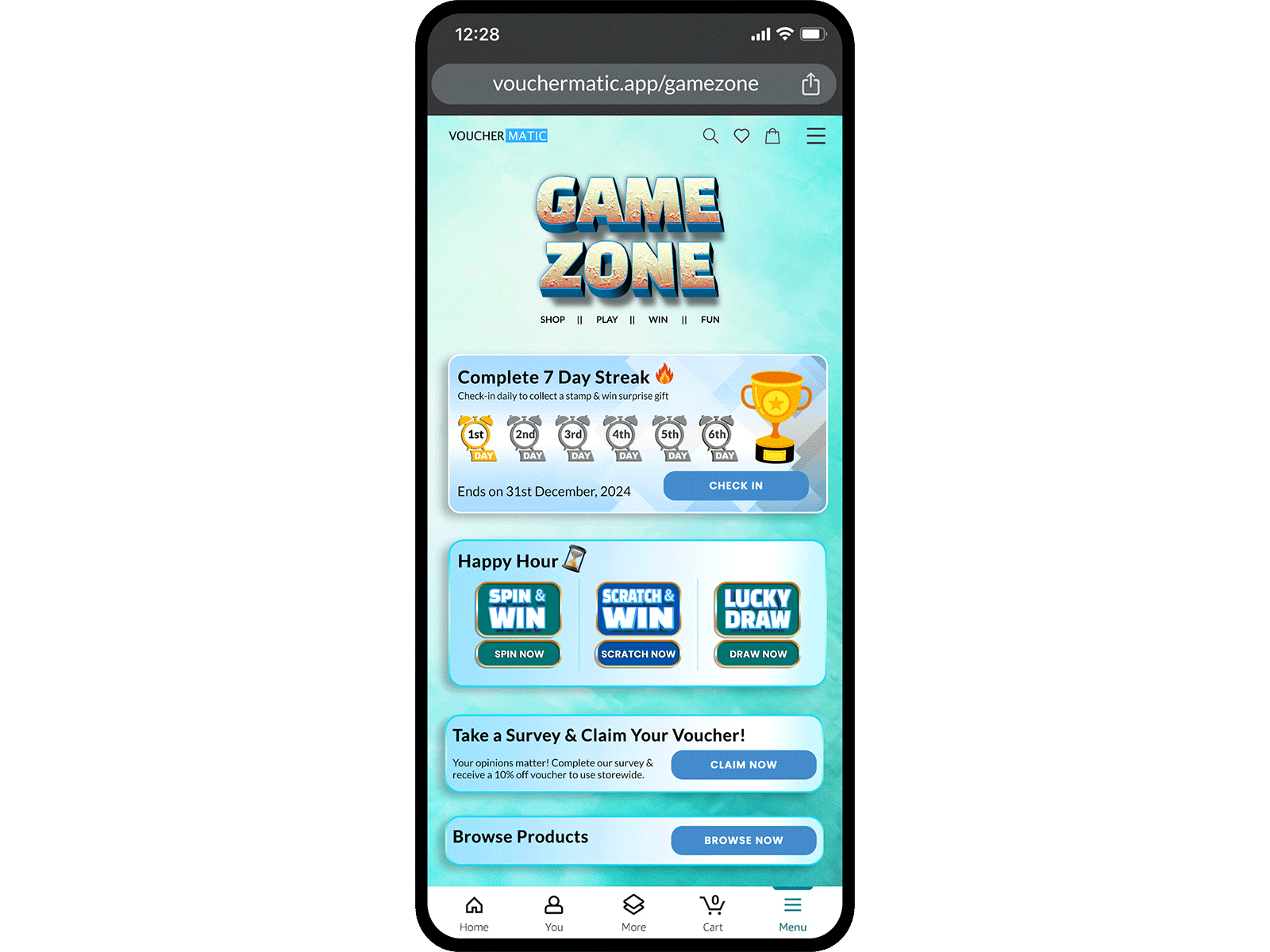 Game Zone animation brand engagement brand promotion branding customer engagement digital voucher evoucher game zone gamification gift coupon gifts voucher graphic design landing page loyalty program mobile game reward management ui user retention ux vouchermatic